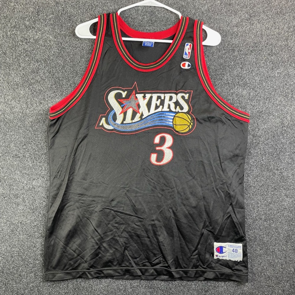 Champion Allen Iverson Philadelphia 76ers Jersey Men's 48 Black NBA Basketball